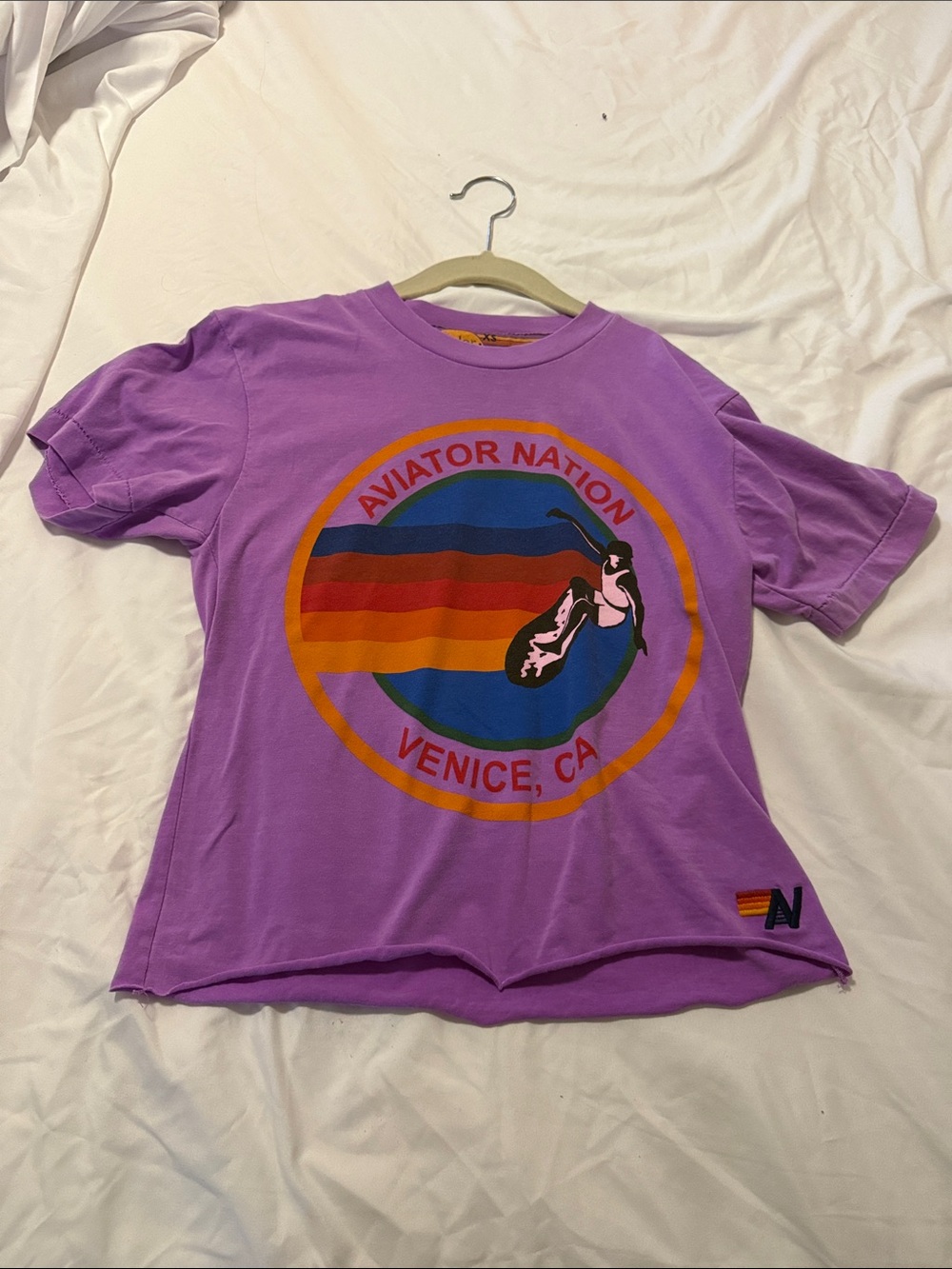 Aviator Nation Venice Surf Logo Boyfriend Tee Size XS